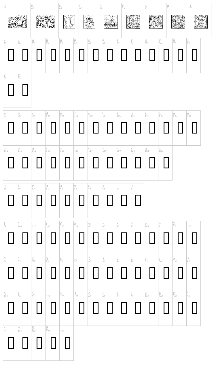 KR Easter Squares font map